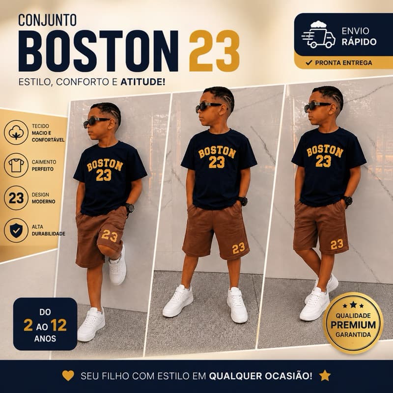 conjunto infantil menino estiloso - blusa de malha e bermuda em moletinho - conjunto masculino de verão