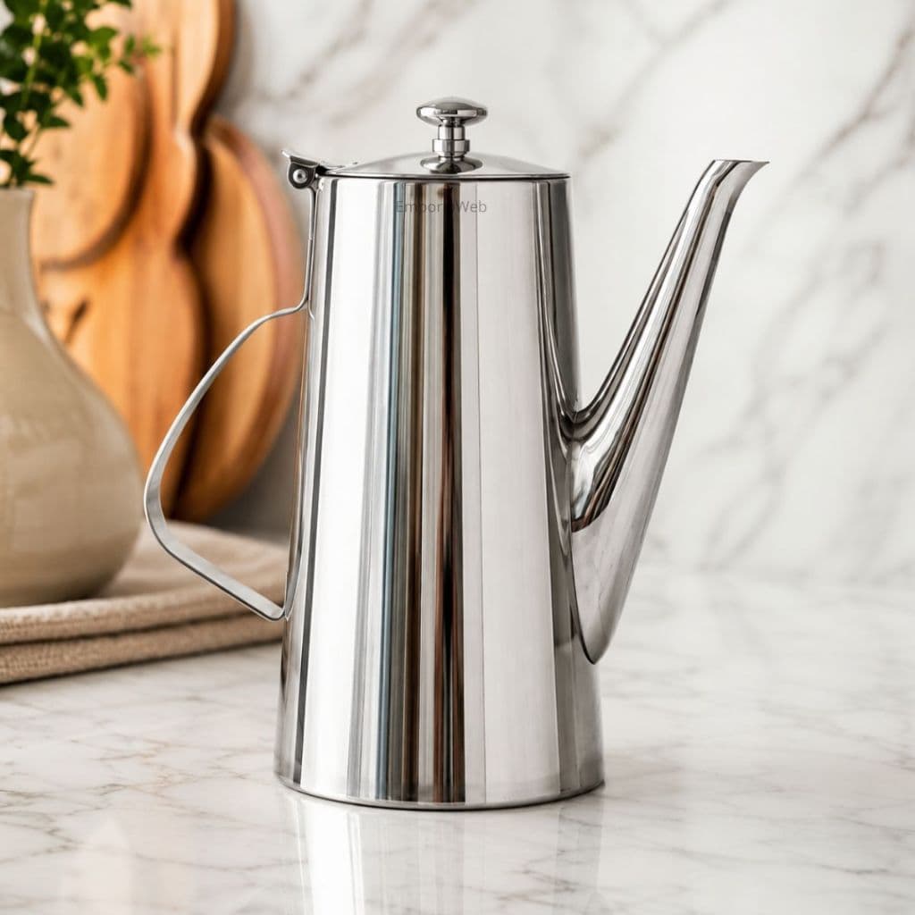 Jarra Bule Chaleira Aço Inox 2 Litros com Tampa Elegante Bico Longo de Ganço para Café, Chá e Leite Resistente