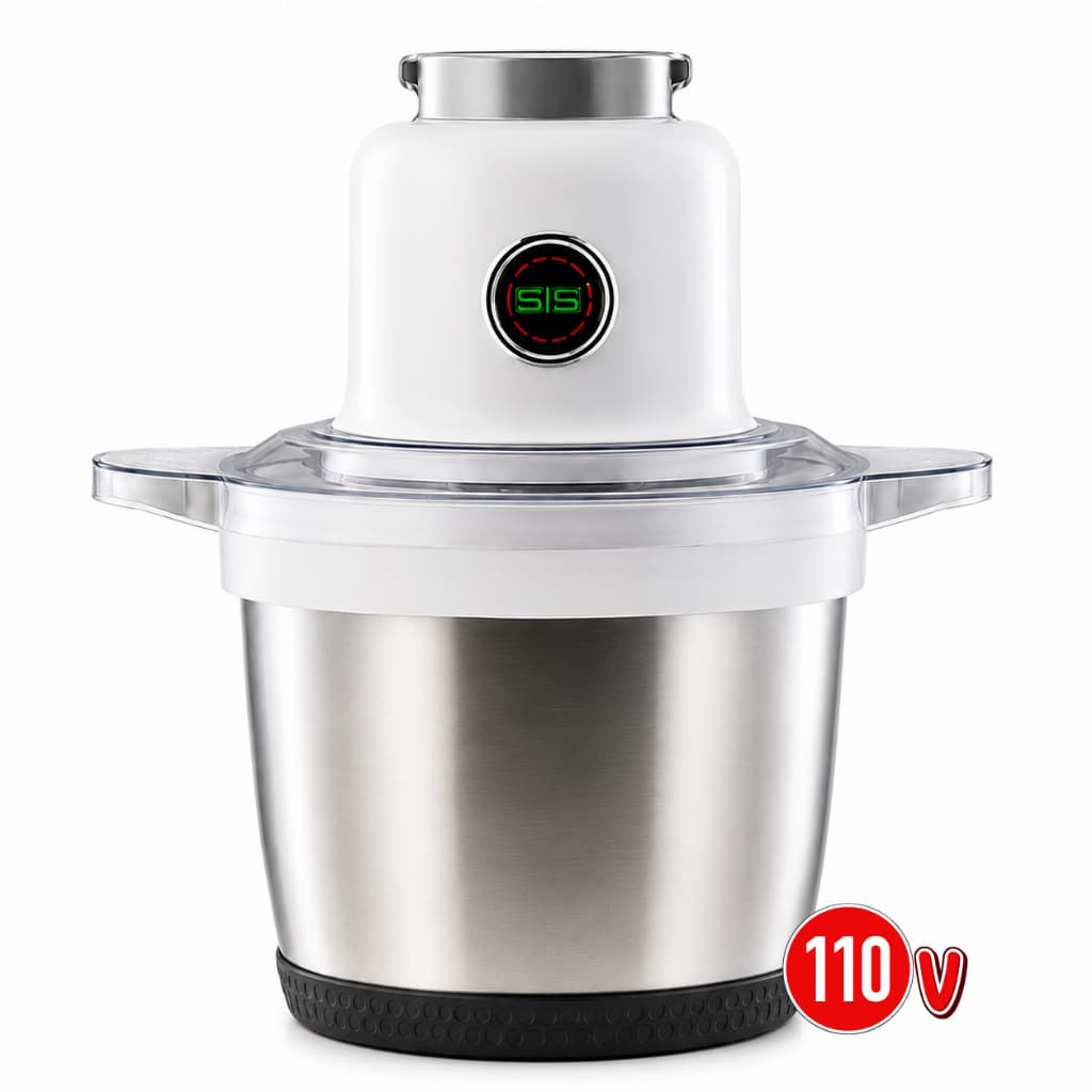 Triturador e Processador de Alimentos 8 Litros com Cuba em Aço Inox para Carnes, Legumes e Temperos