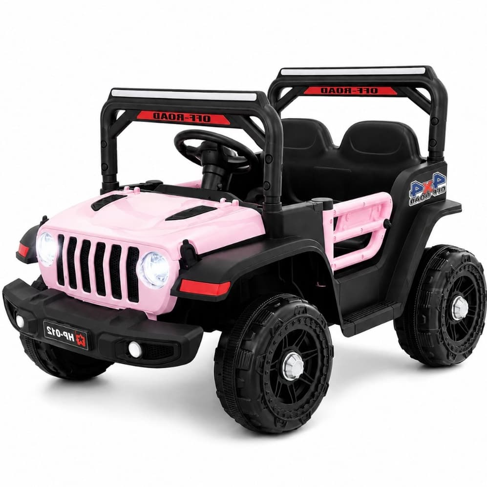 Carro Carrinho Elétrico Mini Jeep Rosa Infantil C/ luzes sons músicas e controle remoto Zippy