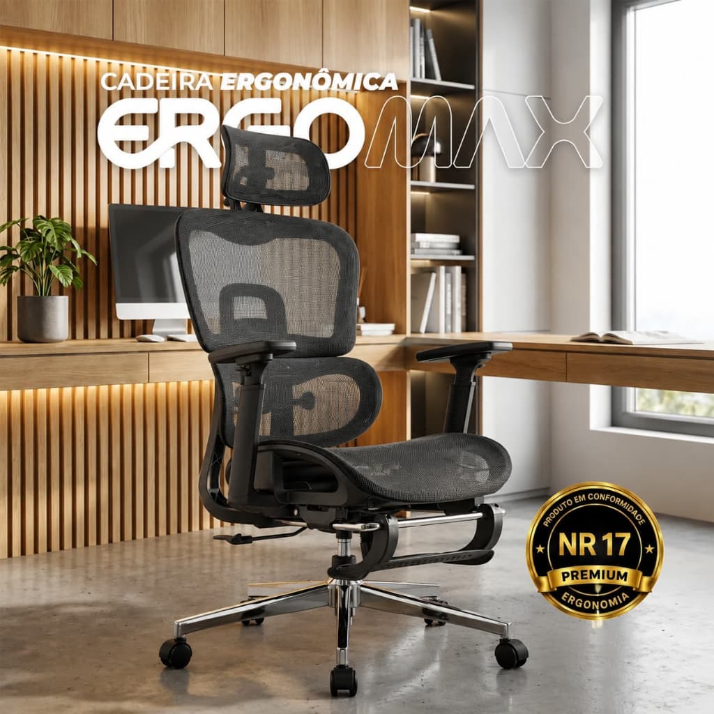 Cadeira Ergonômica Escritório Gamer Apoio Lombar Adaptativo Tecido Respirável E Ajuste De 3 Alturas Suporta Até 300kg