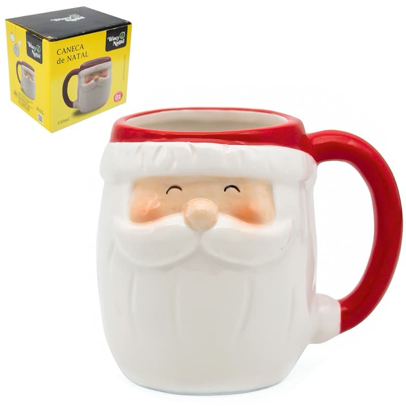 CANECA DE PORCELANA PAPAI NOEL - NATAL 330ML