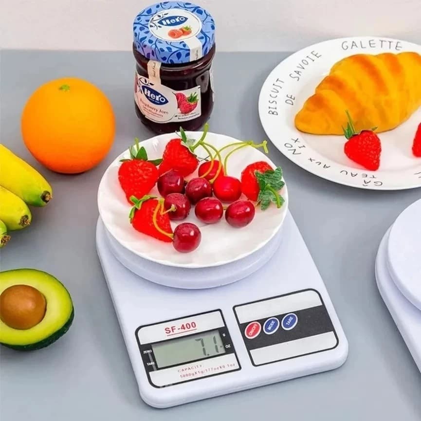 Balança Digital de Cozinha, confeitaria Alta Precisão de Alimentos 10kg  Dieta Fitness + jogo de xicaras 3 peças 90ml
