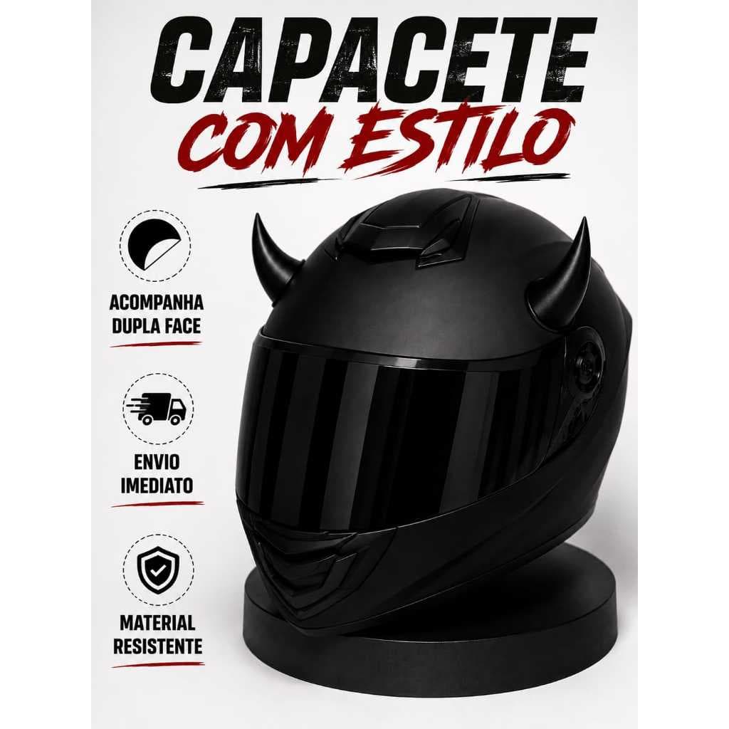 Kit Par de Chifre Para Capacete Moto Bike Fixar Capacete Dupla Face Acessório