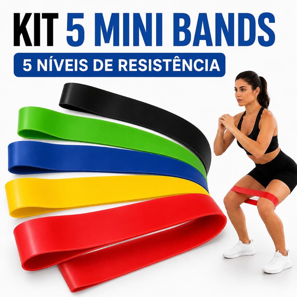 Faixas Elásticas 5 Níveis para Treino Funcional Alongamento Pernas e Glúteos BW3501 BRASWEI