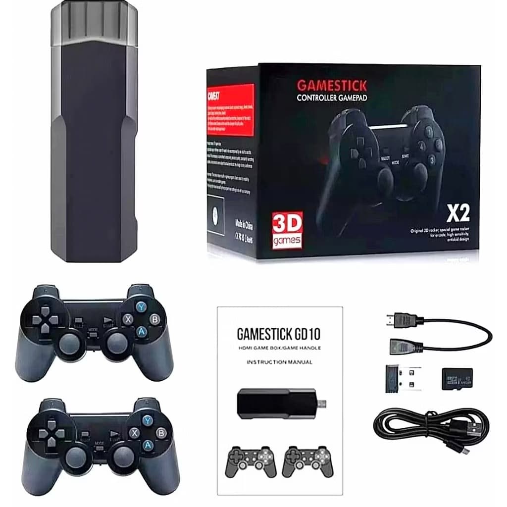 Game Stick GD10 X2 64GB Atualização 2027 Com 2 Controles Sem Fio + 30 Mil Jogos – Envio Imediato