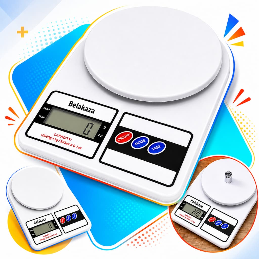 Balança Digital Cozinha 10kg Alta Precisão 1g Função Tara LCD para Alimentos Dieta Nutrição Confeitaria Receitas Fitness