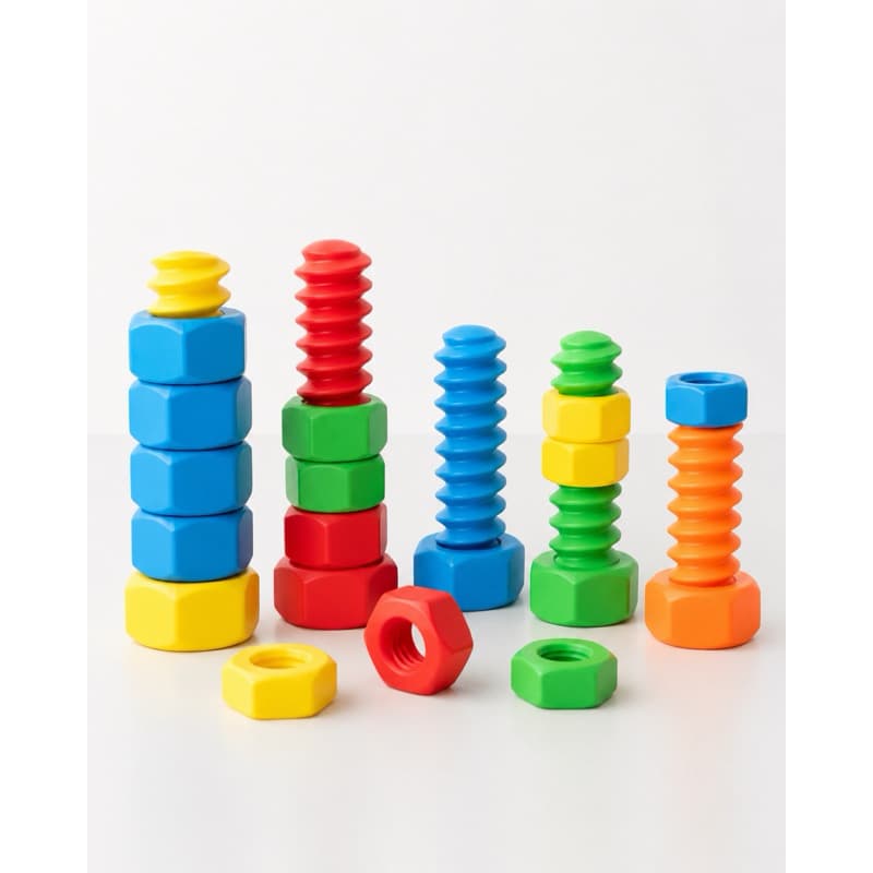 Brinquedo Educativo de Rosquear – Parafusos e Porcas Coloridos (Montessoriano)