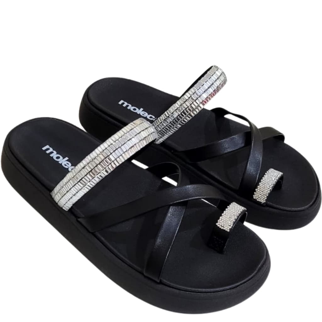 Sandália Feminina Moleca Papete 5469.147.30412  Preto Confortável