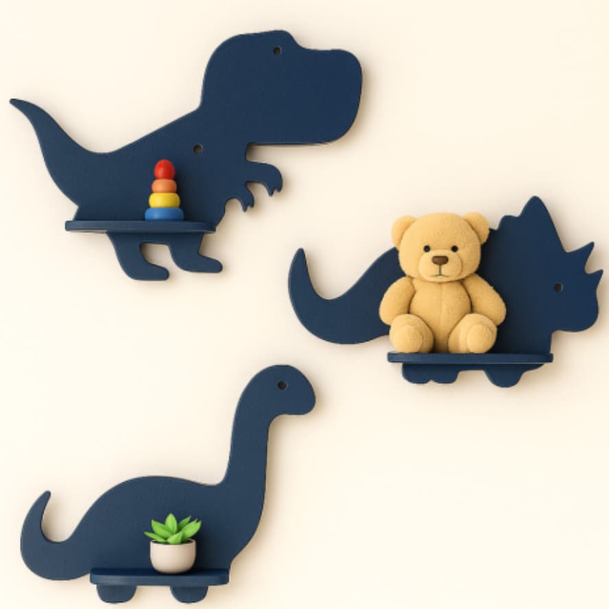 Prateleiras Para Quarto Infantil Menino Dino em MDF Decoração para Quarto Infantil Varias Cores