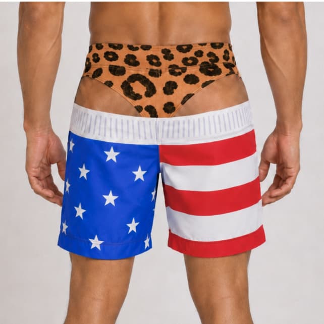 Bermuda Divertido Para Homens Com Nádegas Peludas de fora simula calcinha Shorts Mauricinho