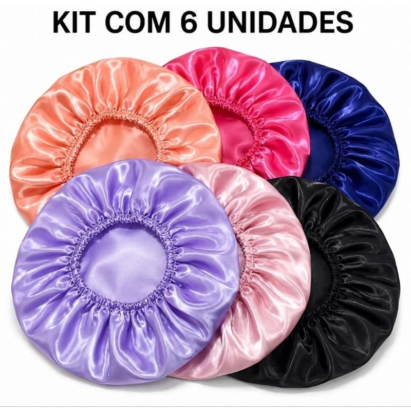 Kit 6 Toucas de Cetim para Dormir Proteção Cabelos Antifrizz