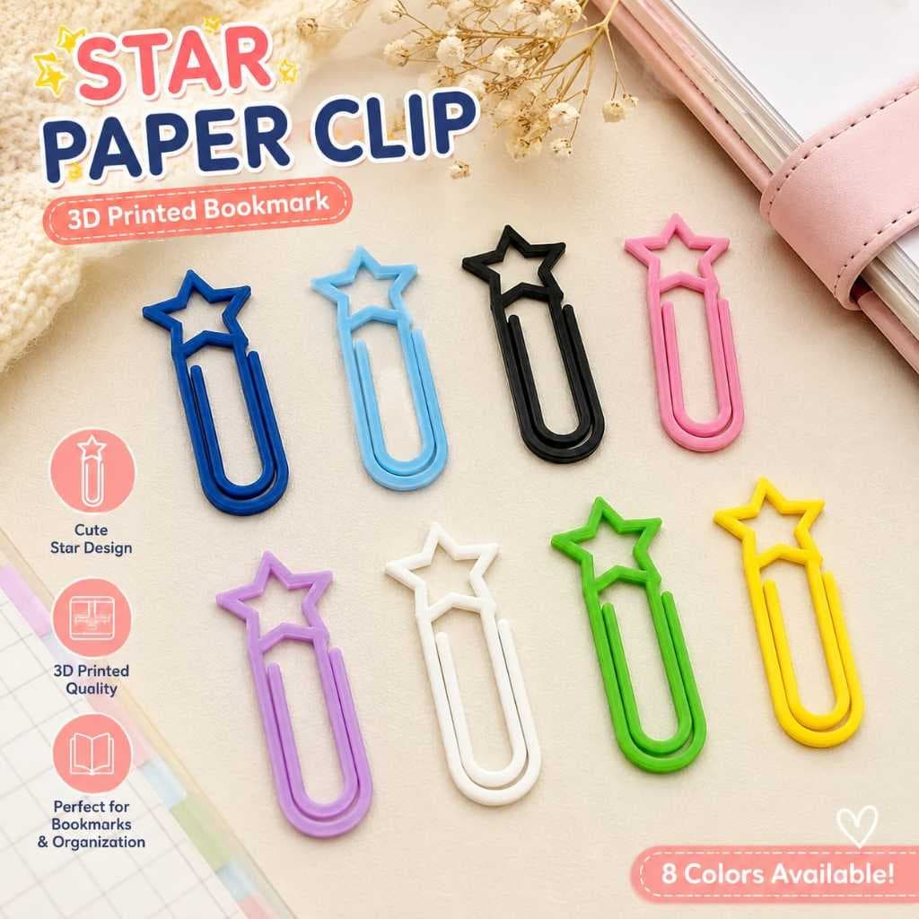Clip Marcador de Página Estrela 3D – Organizador para Livros, Cadernos e Planner
