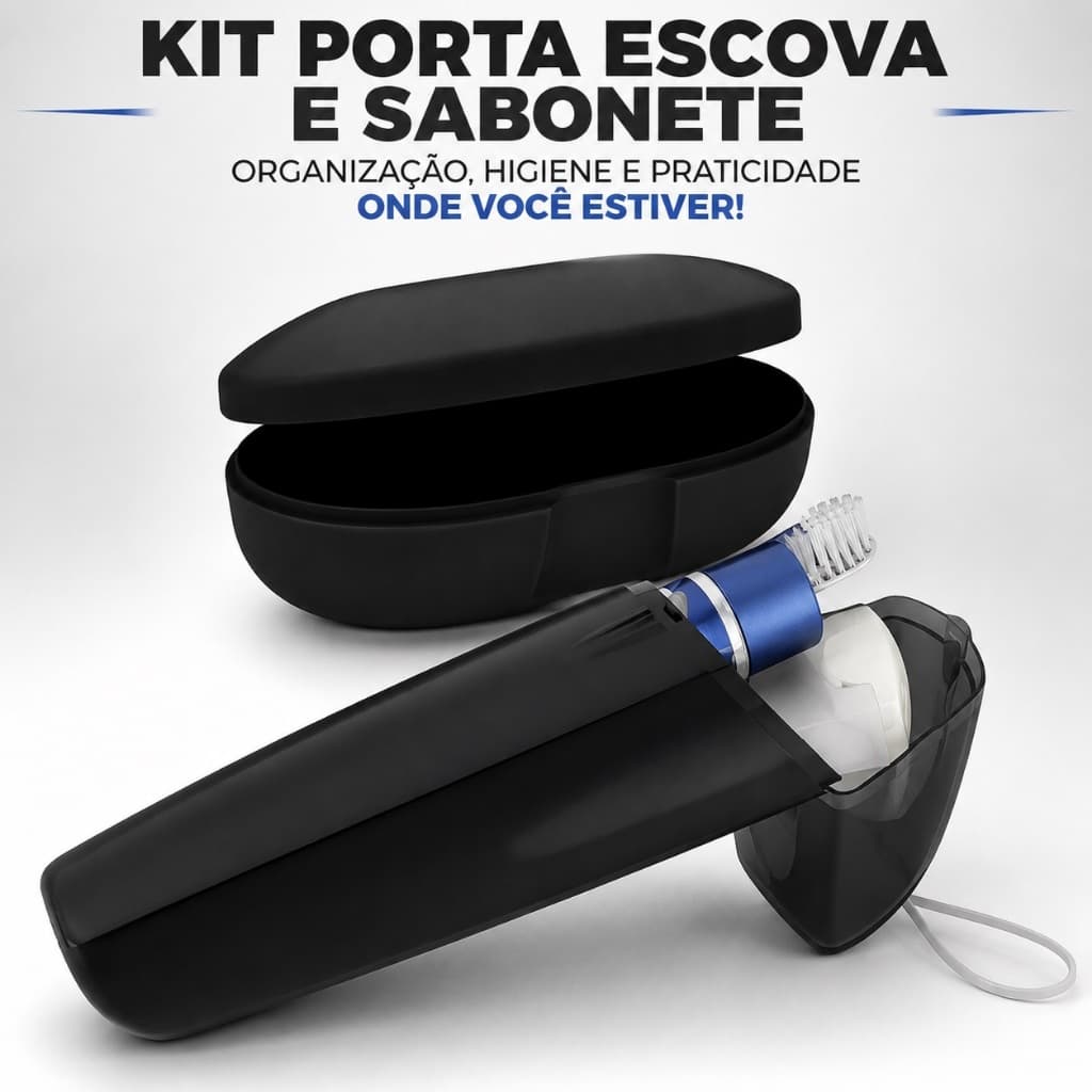 Kit Porta Escova e Sabonete de Viagem Organizador para Higiene e Academia