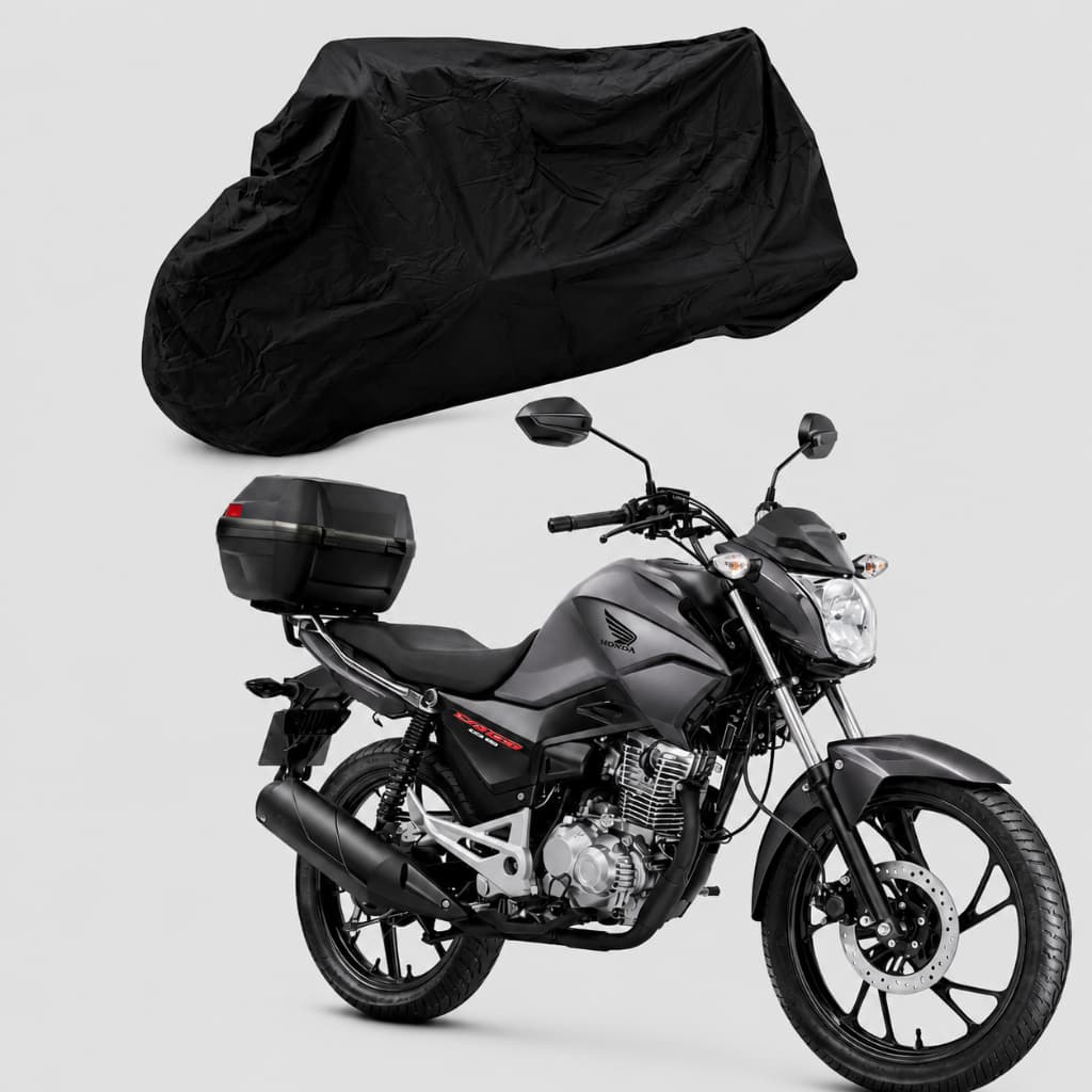 Capa Couro Moto Protetora Impermeável Térmica Honda Cg Cargo Com Baú Proteção UV + Água