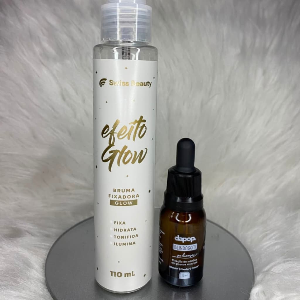 Kit Bruma Fixadora Efeito Glow + Blindagem Poderosa DaPop Fixador de Maquiagem