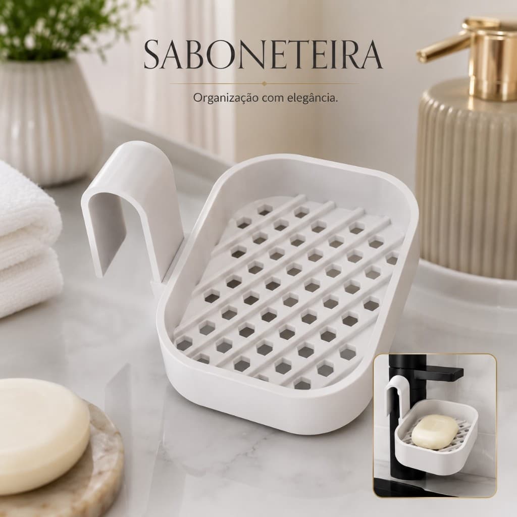 Saboneteira Ajustável com 5 Encaixes Organizador de Banheiro em Impressão 3D Organizador Higiene