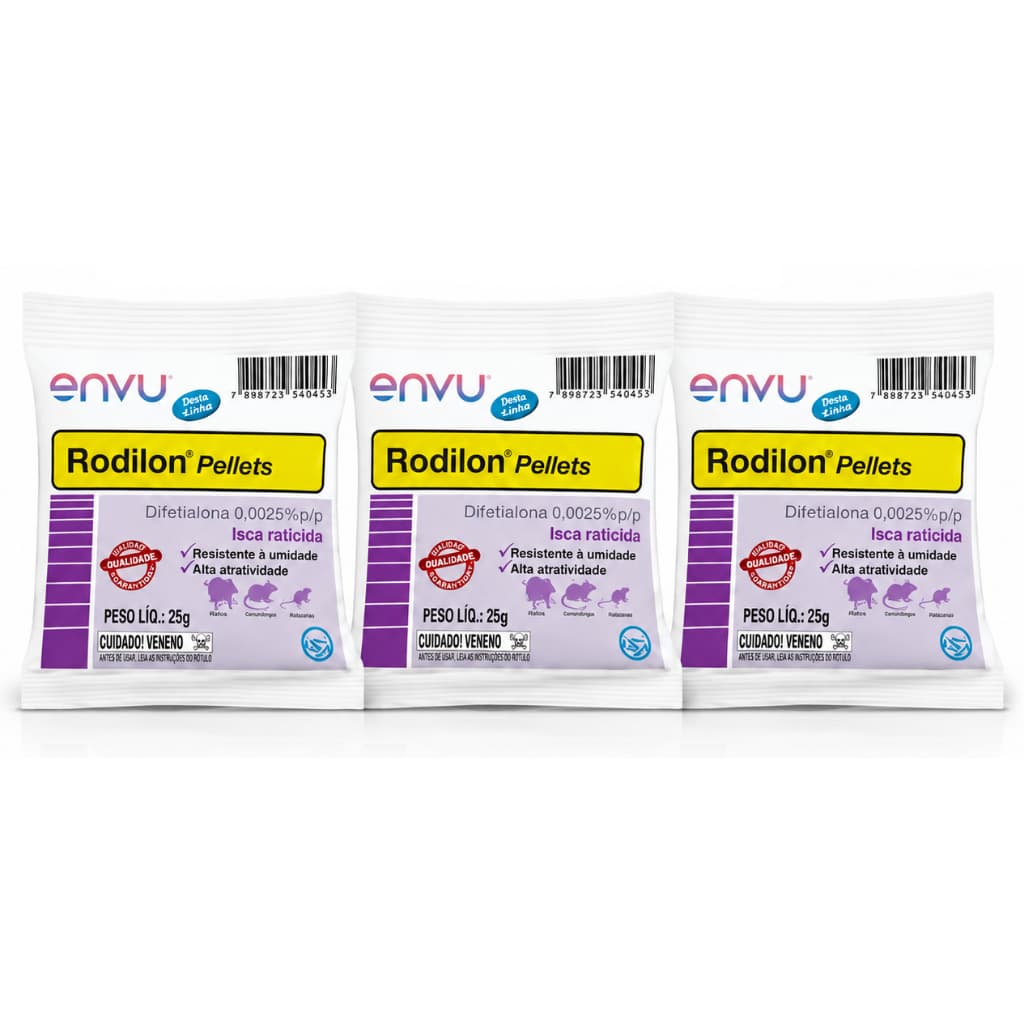 Kit 3 Sachês Envu para R0edores 25 gr Cada