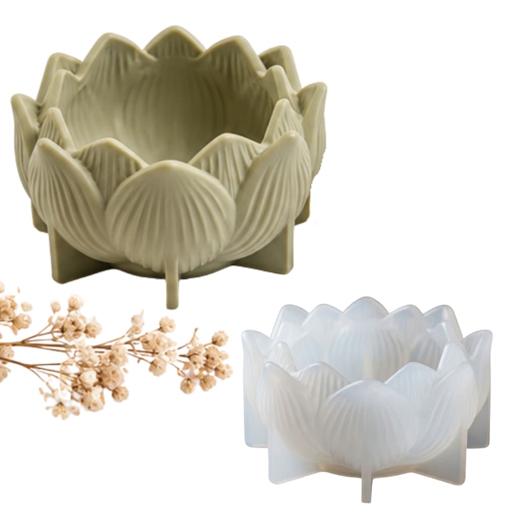 Forma de Silicone Flor Lótus para Vela Aromática Sabonete Artesanal Gesso Resina Decoração