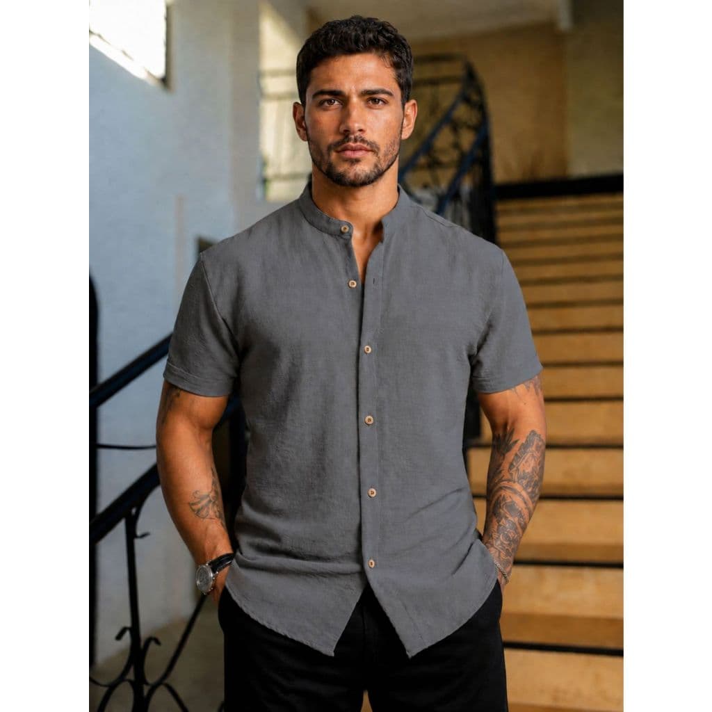Camisa Masculina Manga Curta Gola Padre – Qualidade Premium | Conforto e Estilo para o Seu Dia a Dia