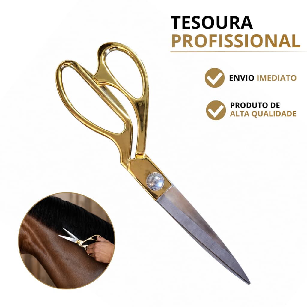 Tesoura Profissional Afiada Dourada Para Tosa De Crina Envio Imediato