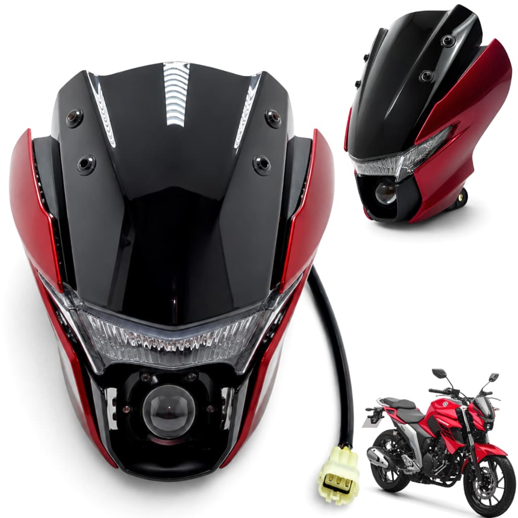 Bloco Optico Farol Completo FZ 25 2022 a 2026 Bananinha Vermelha