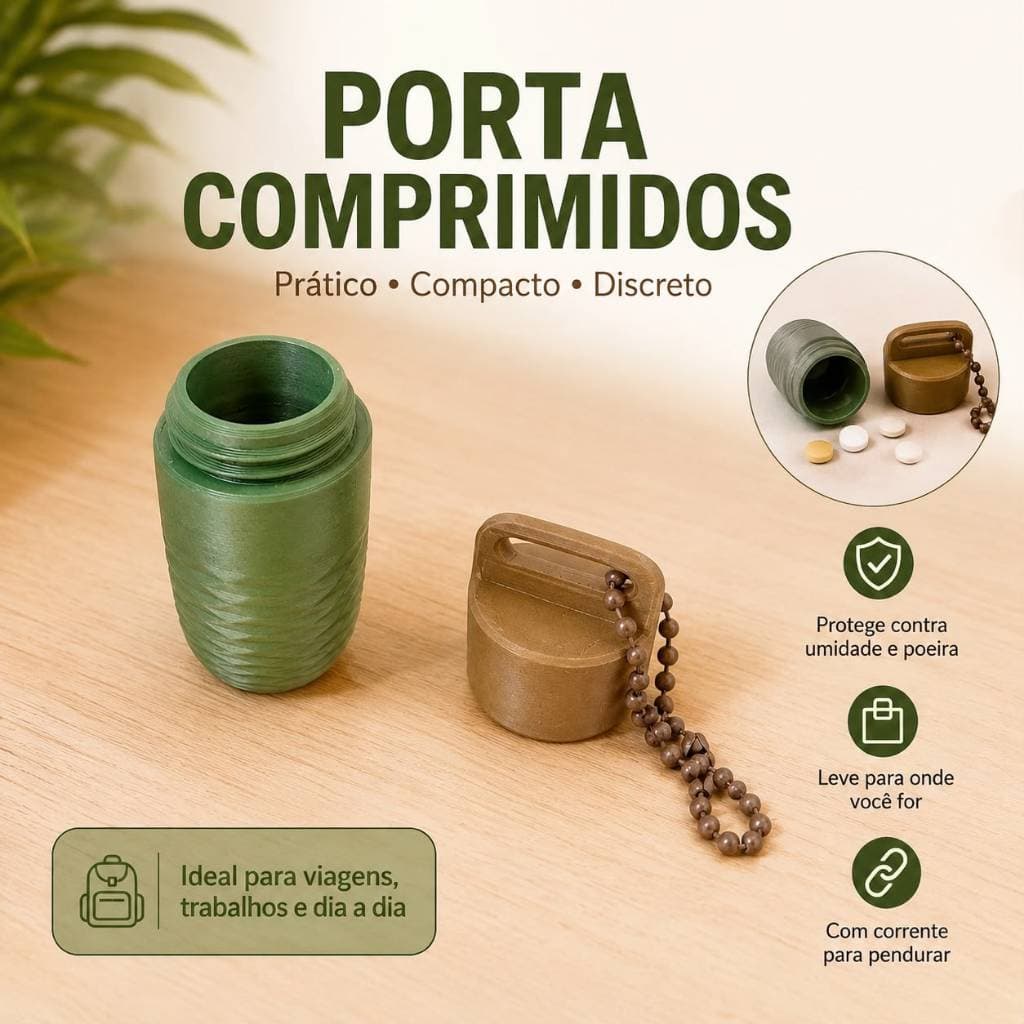 Chaveiro porta comprimido remédio pilula Organizador de comprimidos