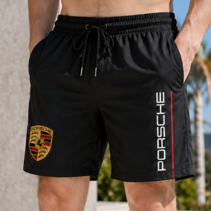 Short Masculino Tactel Porsche Esportivo Secagem Rápida com Bolsos Praia Academia P ao XG