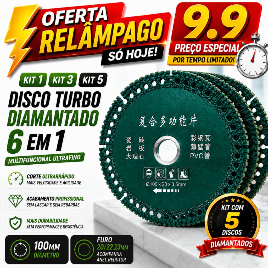 6 em 1 Disco Corte Kit 1/3/5 Diamantado  100mm Vidro Porcelanato Mármore Cerâmica Espelho Granito Esmerilhadeira Maquita