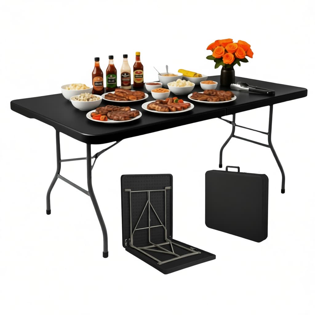 Mesa Dobrável Vira Maleta com Alça Portátil 1.80m Camping Pesca Jardim Área Externa Interna
