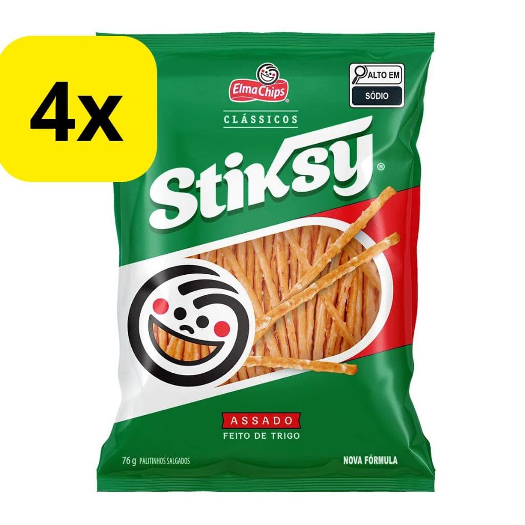 Kit com 4 Palitinho Salgado Elma Chips Stiksy 76g cada