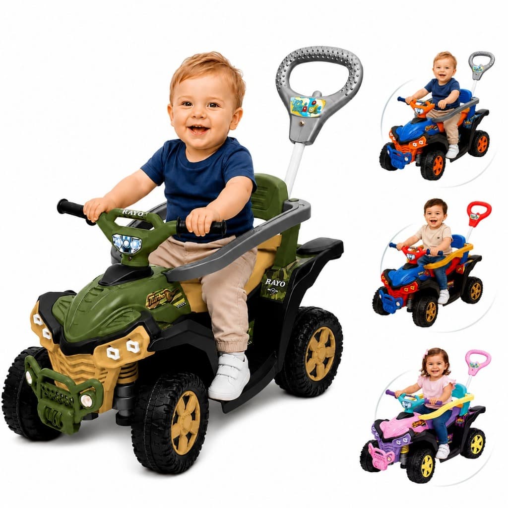 Quadriciclo Infantil Baby Quad Maral com Haste Guia Anel de Proteção e Buzina para Passeio