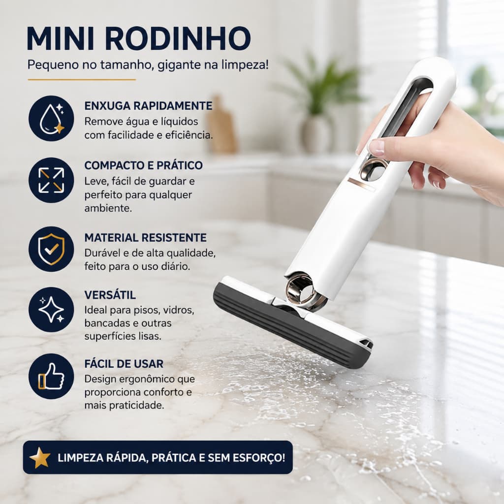 Mini Rodo Esfregão Absorvente Limpeza Multiuso Pia Janela Limpa e Seca