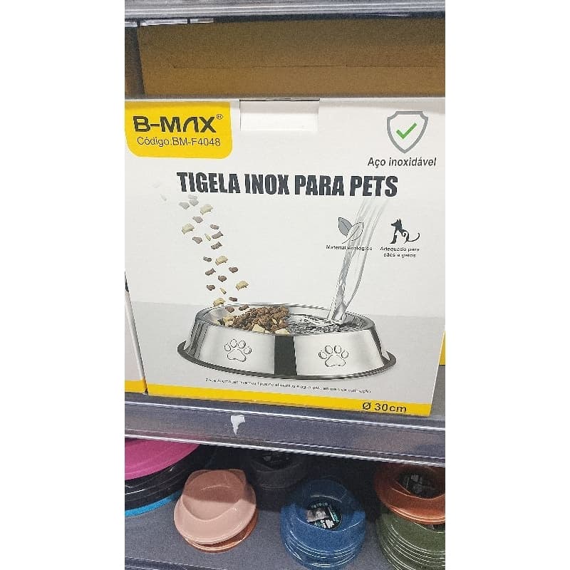tigela comedouro pet cão ou gato 30cm de inox