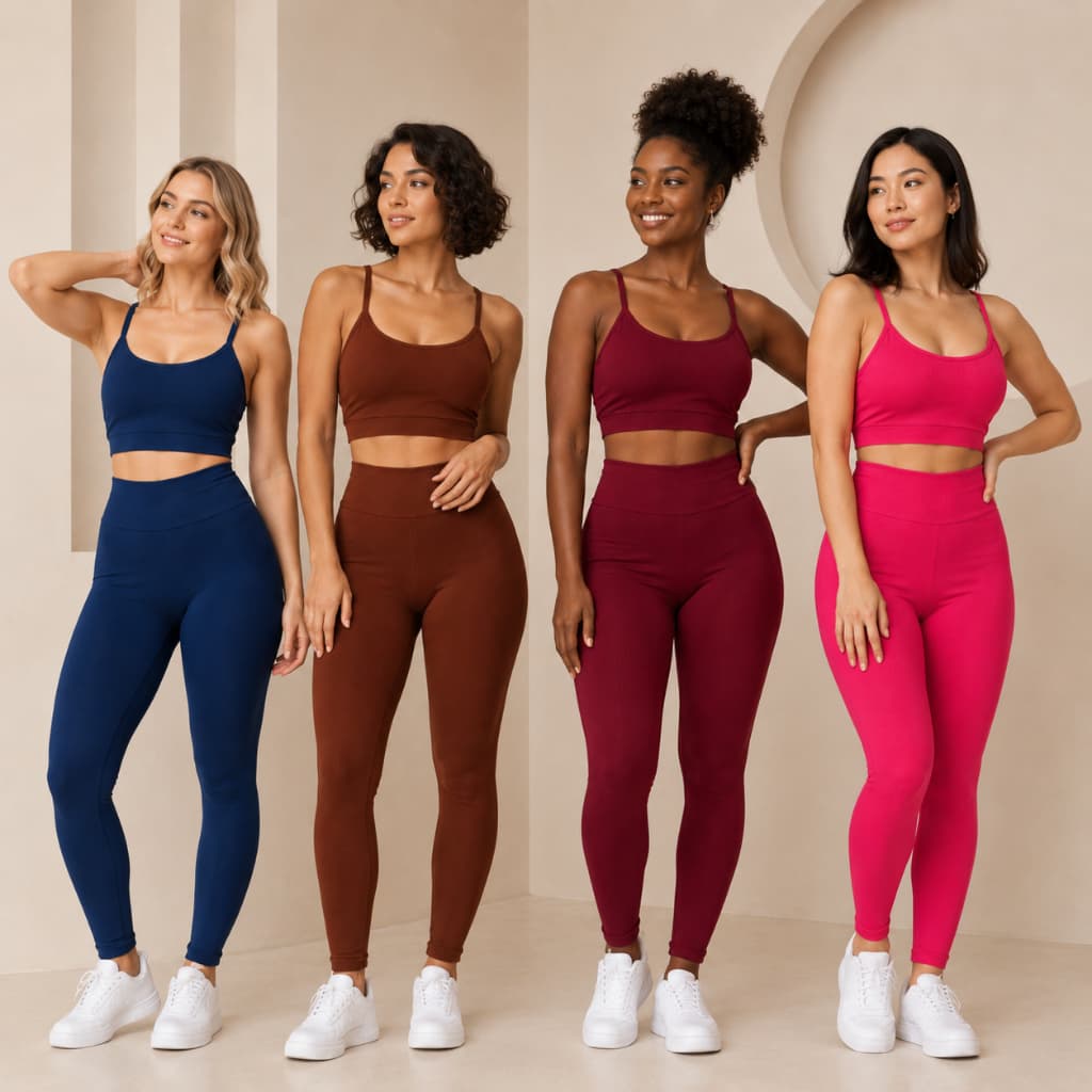 Conjunto 2 Peças Top e Calça Legging Fitness Para Academia Fitness Em Suplex