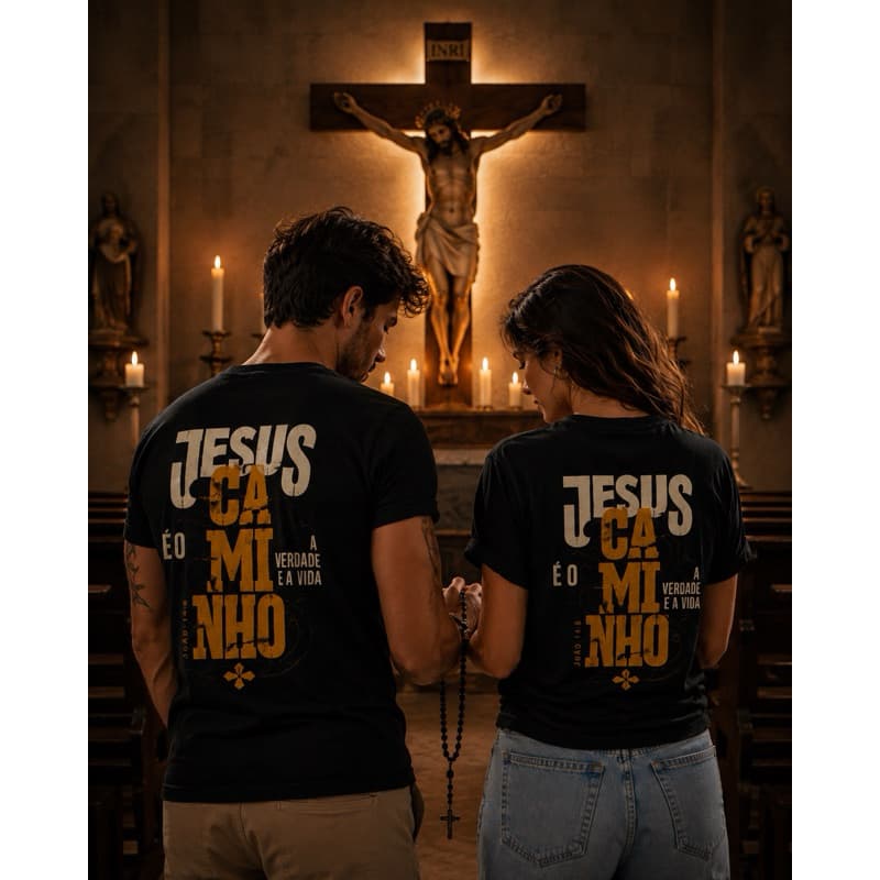 Camiseta Unissex Estampa Jesus é o Caminho Algodão Conforto Casual Estilo Dia a Dia Promoção