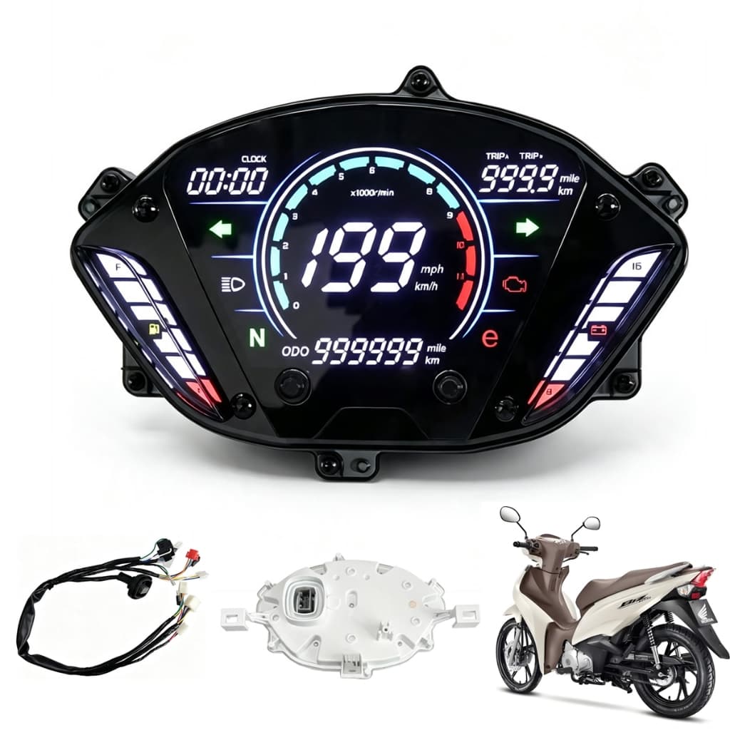 Painel Digital LED Honda Biz 125 EX 2018 2019 2020 Até 2024 with Complete Harness