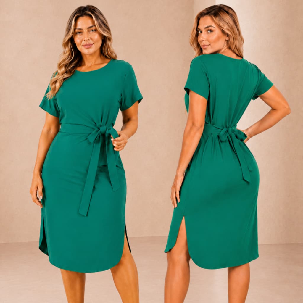 Vestido Feminino Confortável Midi  Luxo Social Elegante Social 3 Formas de uso