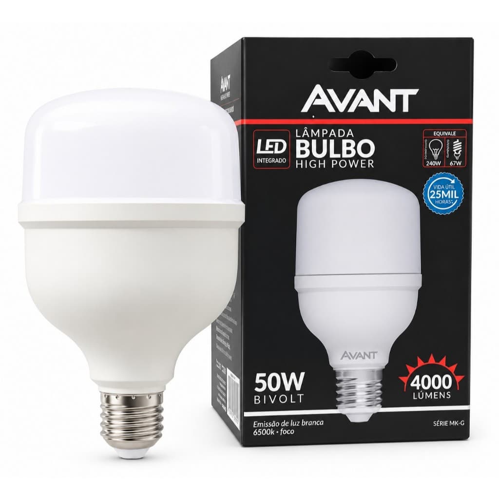 Lâmpada Led Bulbo HP 50W 6500K E27 Branco Frio Avant