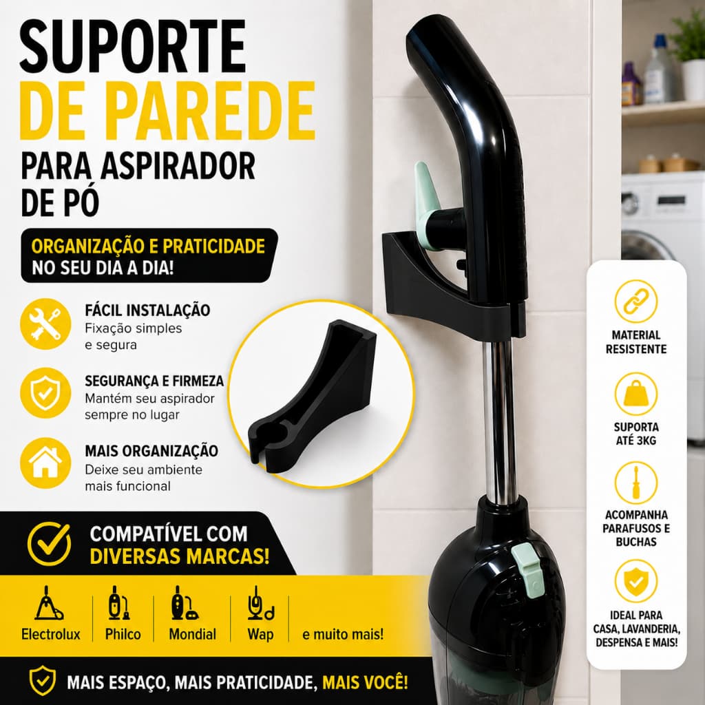 Suporte de parede universal para aspirador de pó | mop spray rodo | reforçado