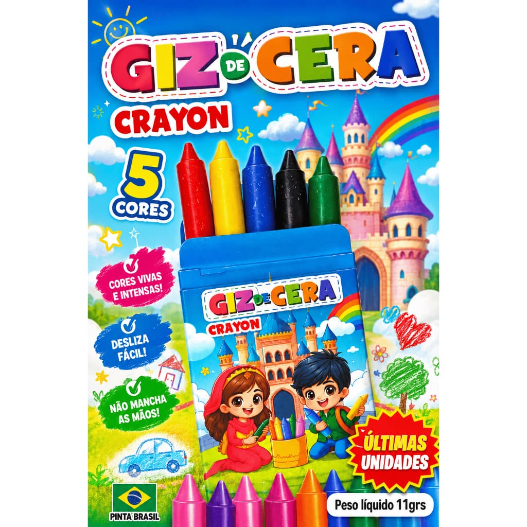 30 Caixinhas Kit Mini Giz De Cera 5 Cores 5 Cms Atacado para  Festa Infantil Aniversario Prenda