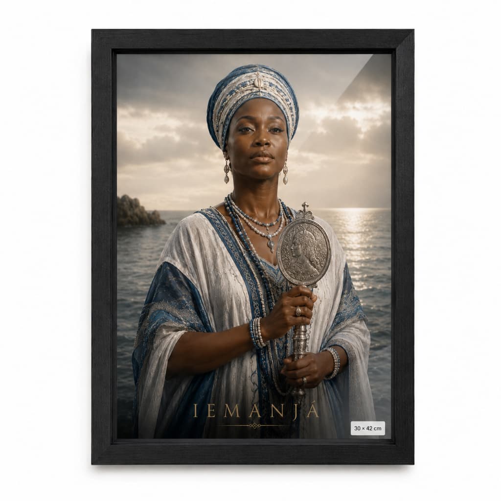 Quadro Decorativo Iemanjá com Moldura e Vidro 21x30 ou 30x42