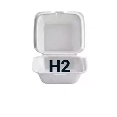Hamburgueira Isopor H1, H2, H3 embalagem para lanche, batata frita com 100 unidades
