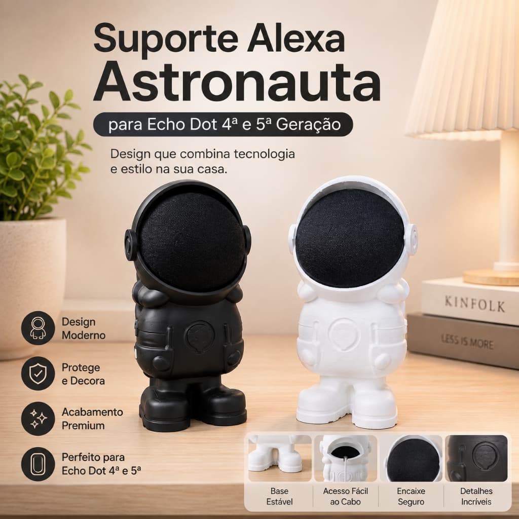 Suporte Alexa Astronauta para Echo Dot 4ª e 5ª Geração