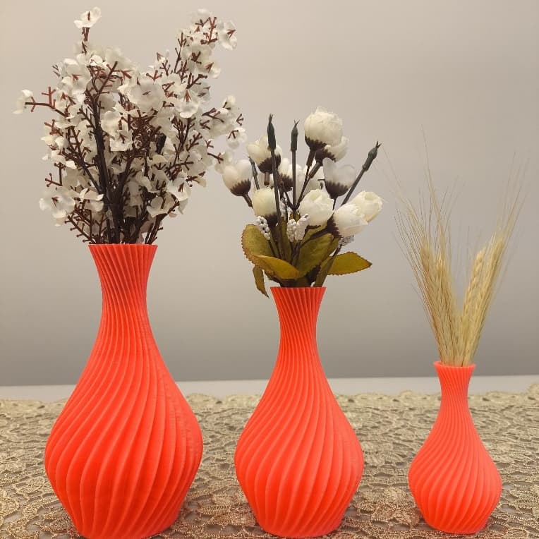 Kit Vaso Decorativo Luxo laranja / Abóbora em Espiral em diversos tamanhos - Jarro Decoração