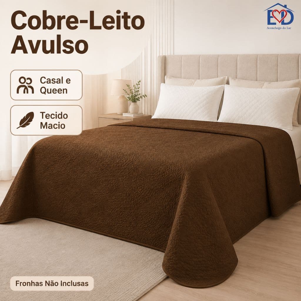 Cobre-Leito Avulso com Tecido Macio para Cama e Decoração do Quarto Tamanho Casal E Queen