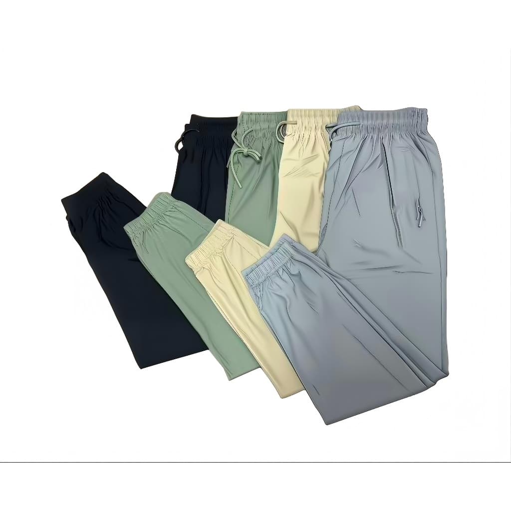 Calça Básica Simples Reta  Com Bolso com zíper com alça solta na cintura, cordão ajustável