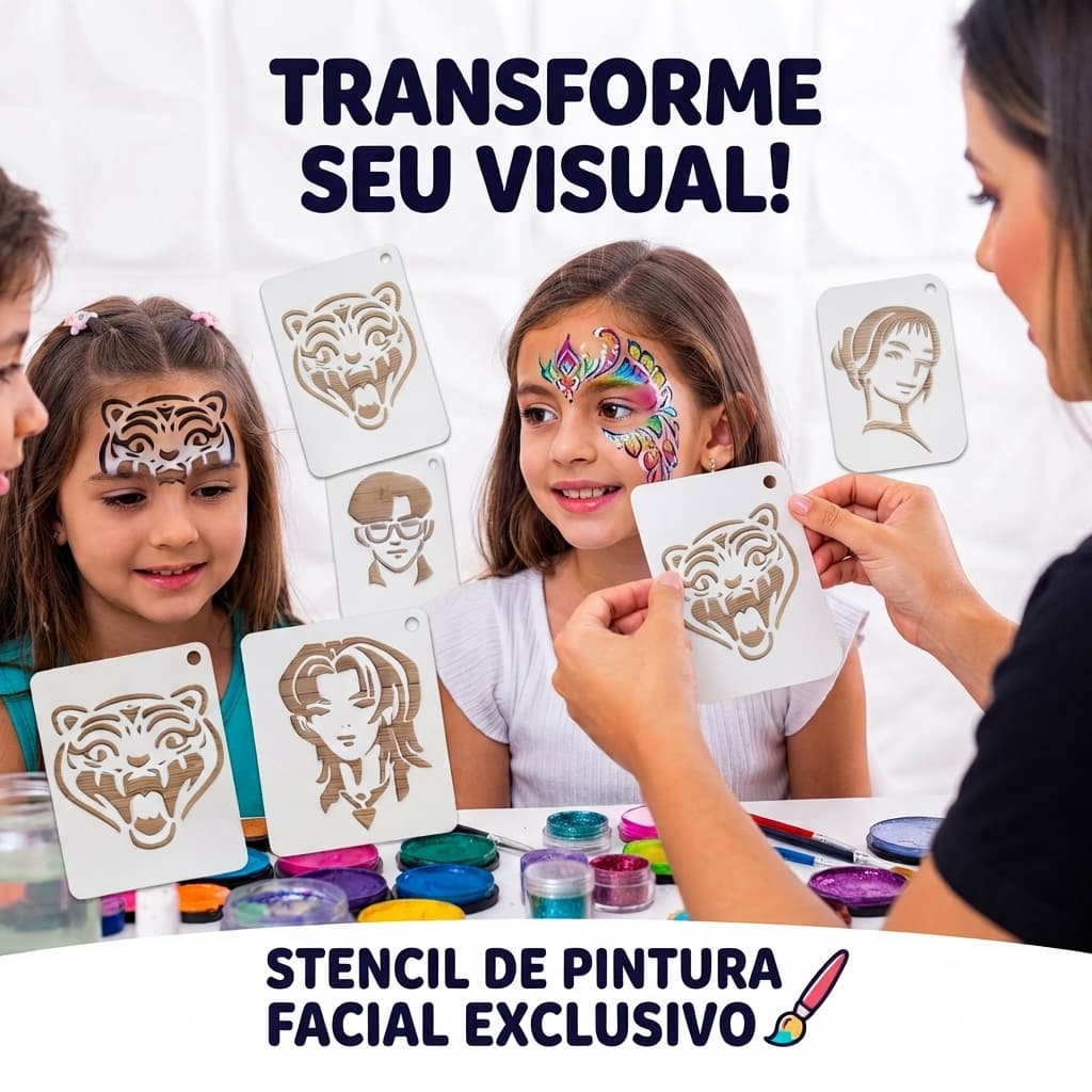 Kit 11 Estêncil K-Pop  Pintura Facial Moldes Artísticos Desenhos Criativos Pintura Decoração Reutilizável 4,5x5 Stencil