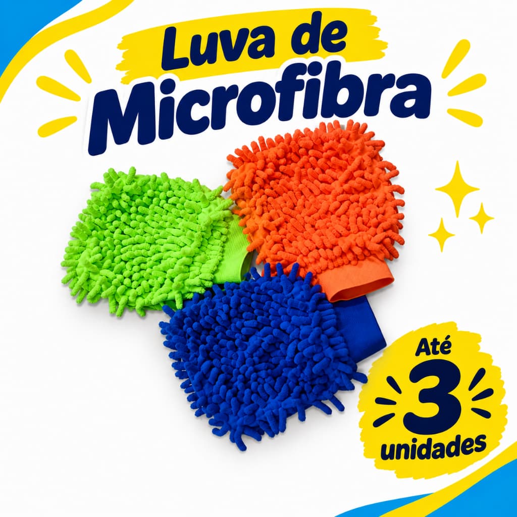 Kit Luva Microfibra Para Lavar Carro E Limpeza Doméstica Luvas Automotivas Acessórios Lavagem Limpeza