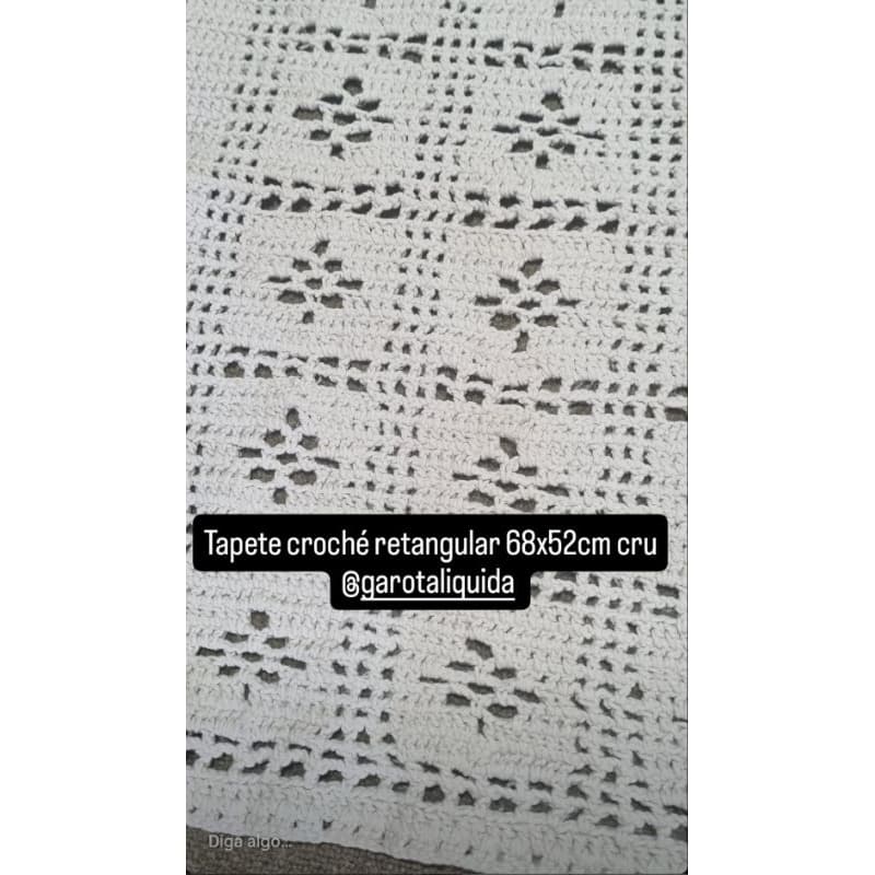 Tapete croché retangular 68x52cm cru